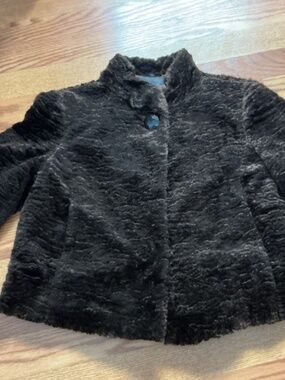 Ann Taylor Chocolate Brown Plush Velvet 3/4 Sleeve 1 Button Jacket   XS
